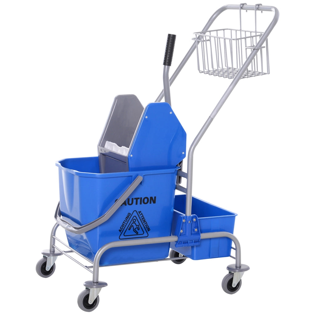 Carrello per Pulizia con Secchio 25 Litri ¨C Zephmum ¨C Blu 72x49,5x95 cm