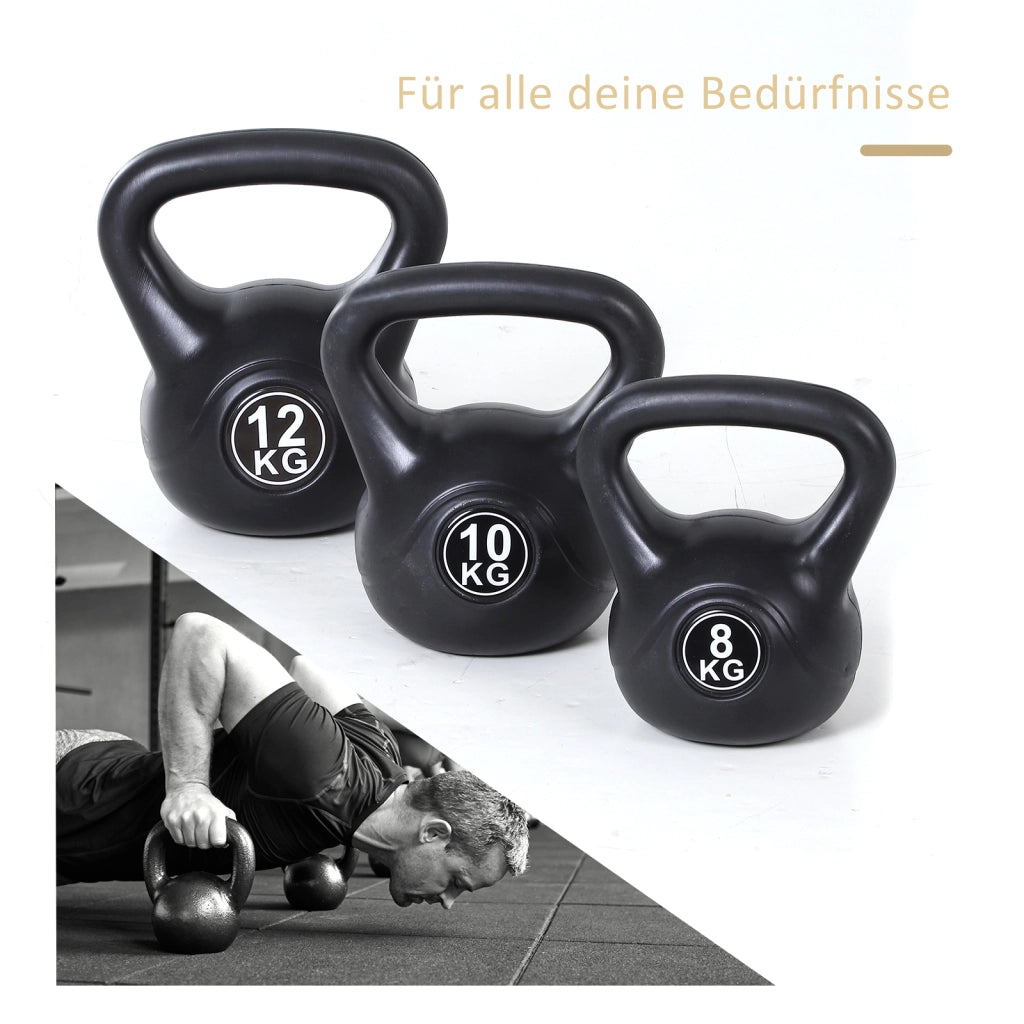 Kettlebell Kugelhantel 8 kg ¨C Minimal ¨C con sabbia nero