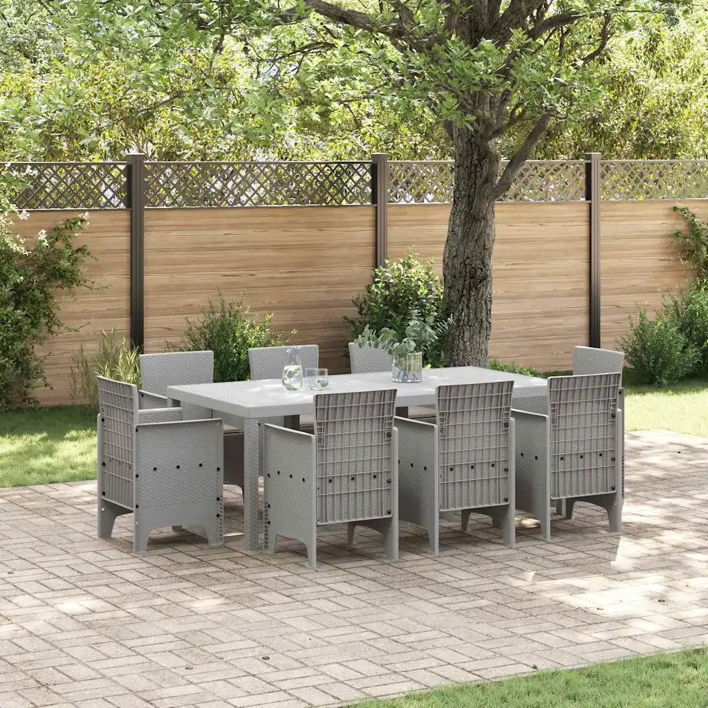 Set da Pranzo per Giardino 9 pcs Grigio Chiaro Polipropilene 3378588