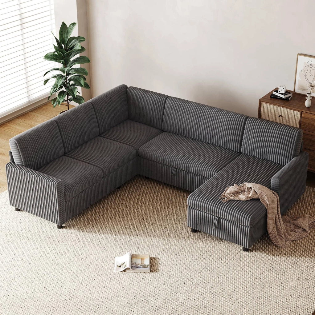 Divano angolare a U con funzione letto e contenitore