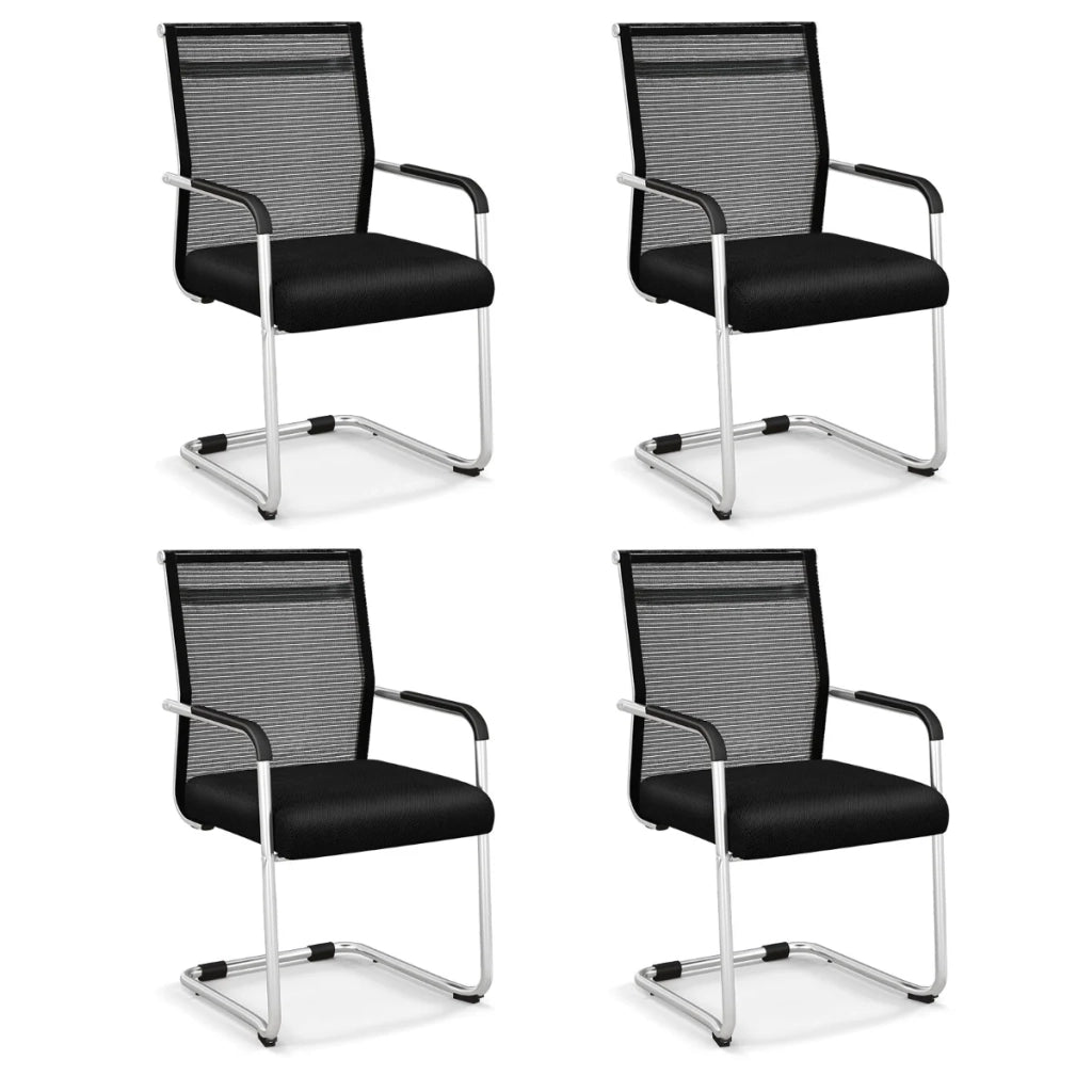 Set di 4 sedie da ufficio impilabili 54 x 54 x 95 cm con comfort ergonomico stile moderno metallo nero 20_0011817