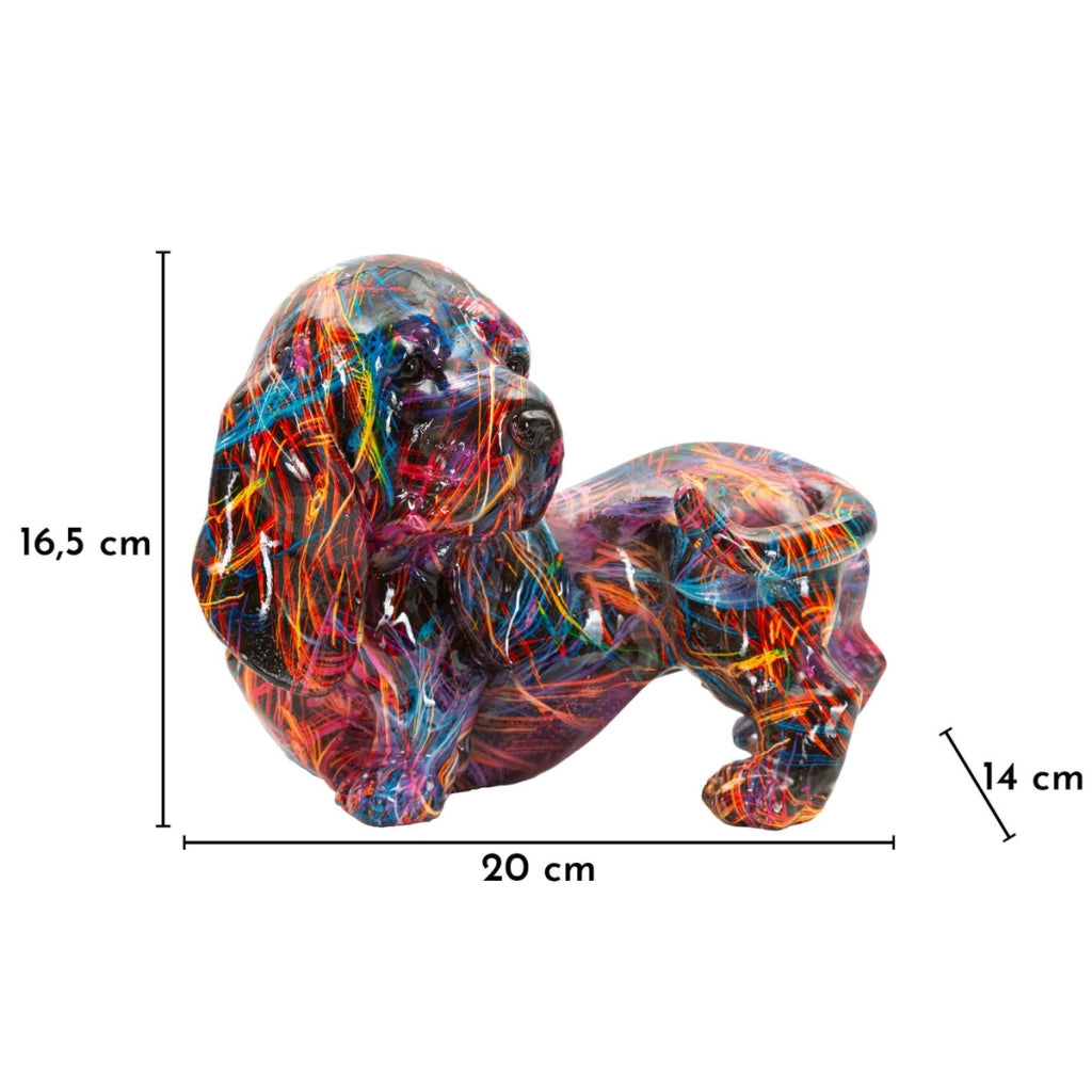 Scultura Bassotto, Multicolore, Poliresina, 20x14x16,5 cm