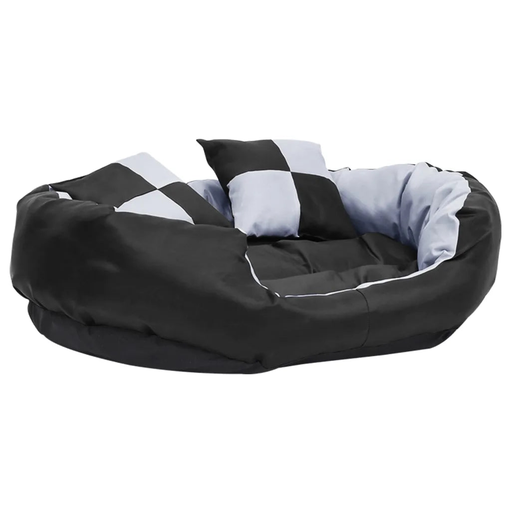 Cuscino per Cani Reversibile e Lavabile Grigio Nero 85x70x20 cm 171208