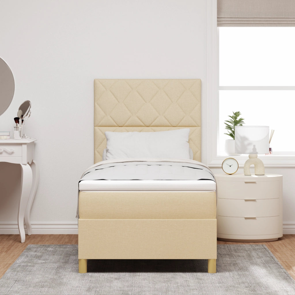 Letto con rete a molle Panna 100x200 cm Tessuto