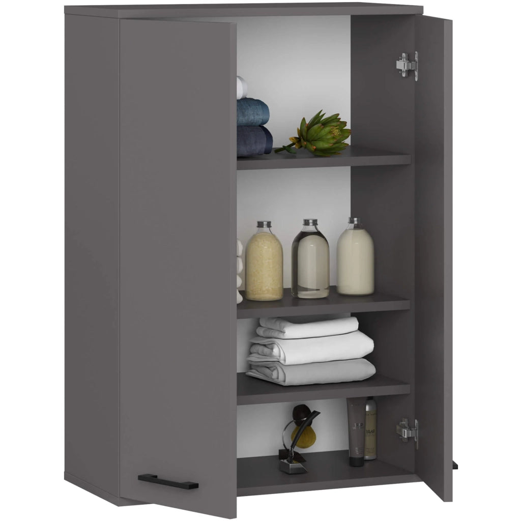 Mobile bagno sospeso AKORD FIN W64 H934 Grigio Grafite 2 ante 64x94x30 cm