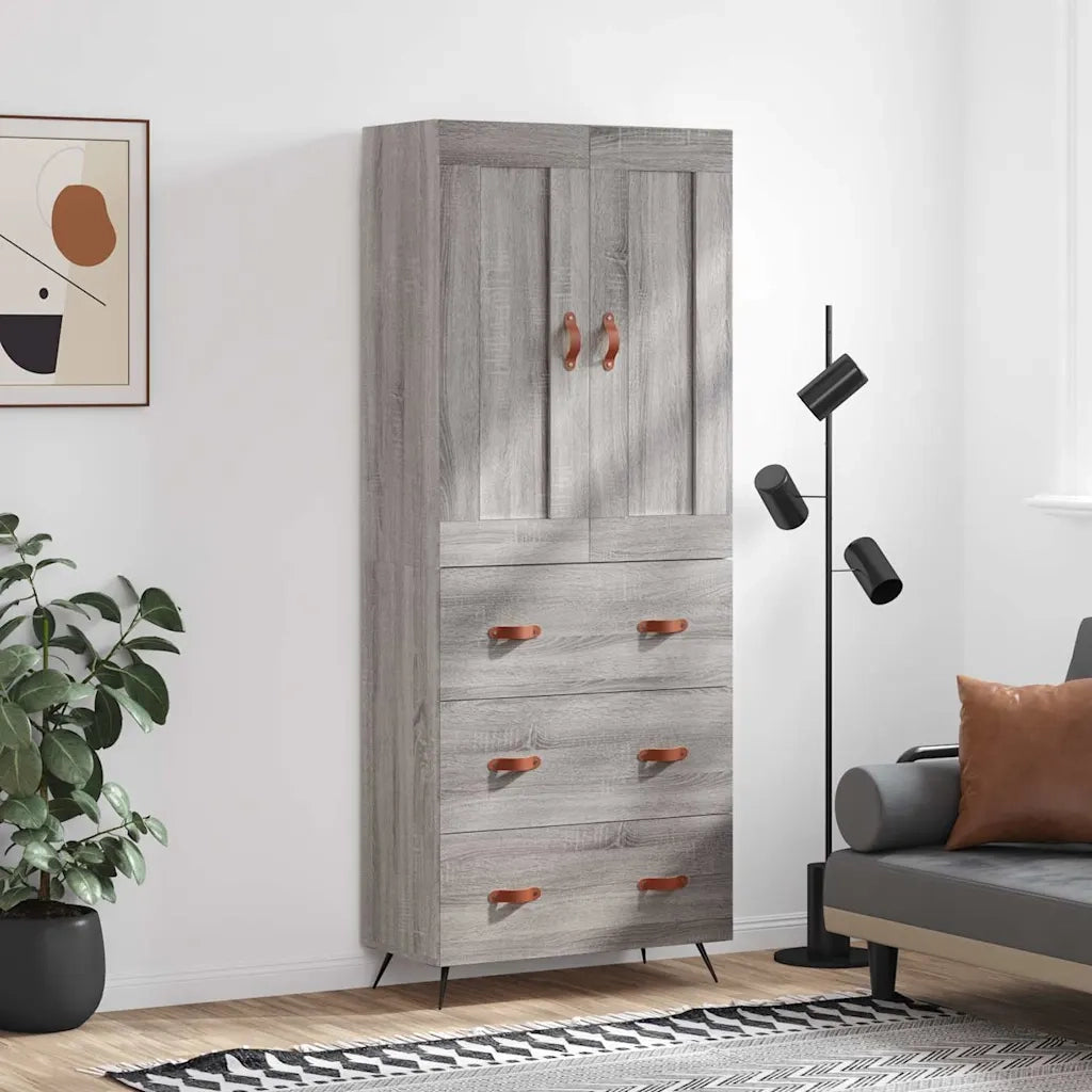 vidaXL Credenza Grigio Sonoma 69,5x34x180 cm in Legno Multistrato