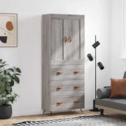 vidaXL Credenza Grigio Sonoma 69,5x34x180 cm in Legno Multistrato