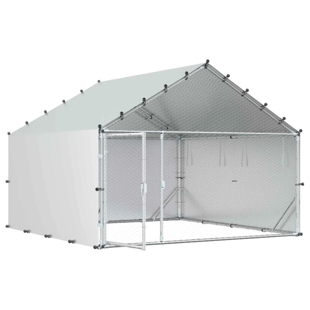 Pollaio con tetto Argento 200 x 200 x 150 cm Acciaio zincato 42042520