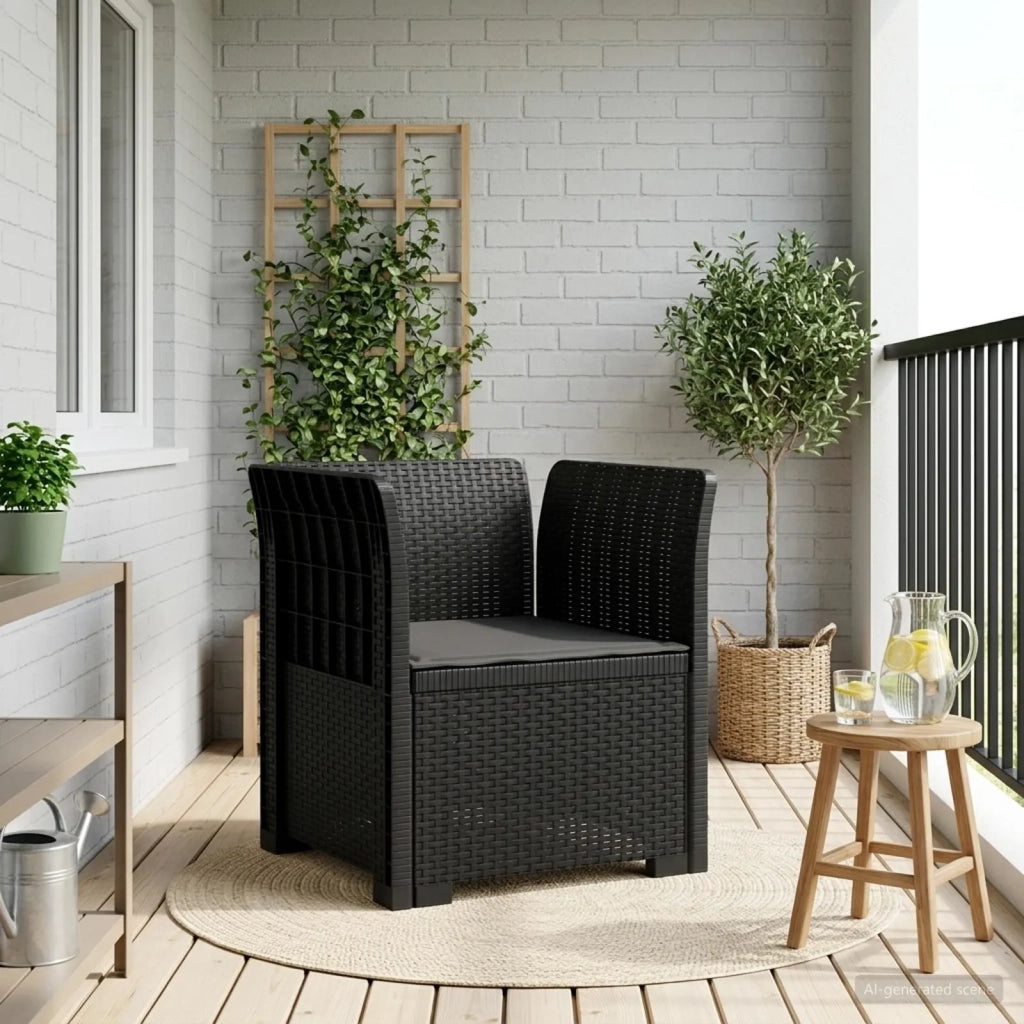 Sedia da giardino-Poltrona a 1 Posto con Cuscino Aspetto Rattan PP Antracite 821923