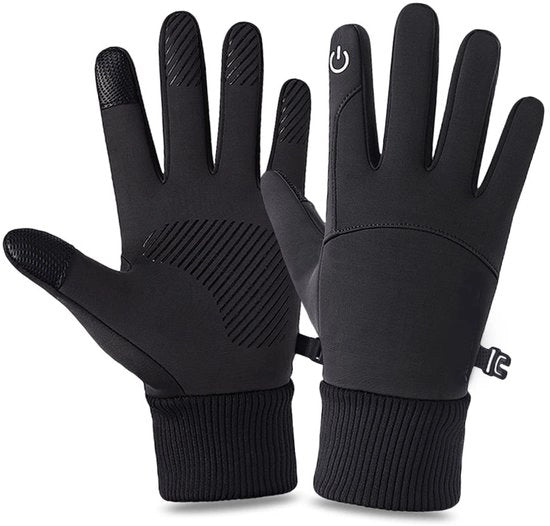 Manopole invernali impermeabili - antiscivolo - touchscreen - calde - nero - taglia M - silicone/stoffa - manopole