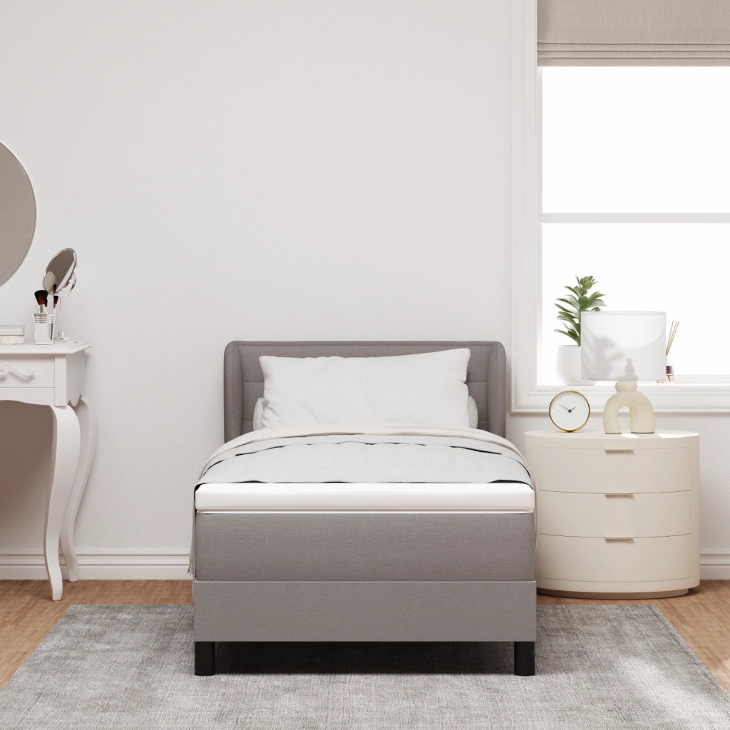 Letto Box Spring con Materasso - Tortora - 90x200 cm - Tessuto