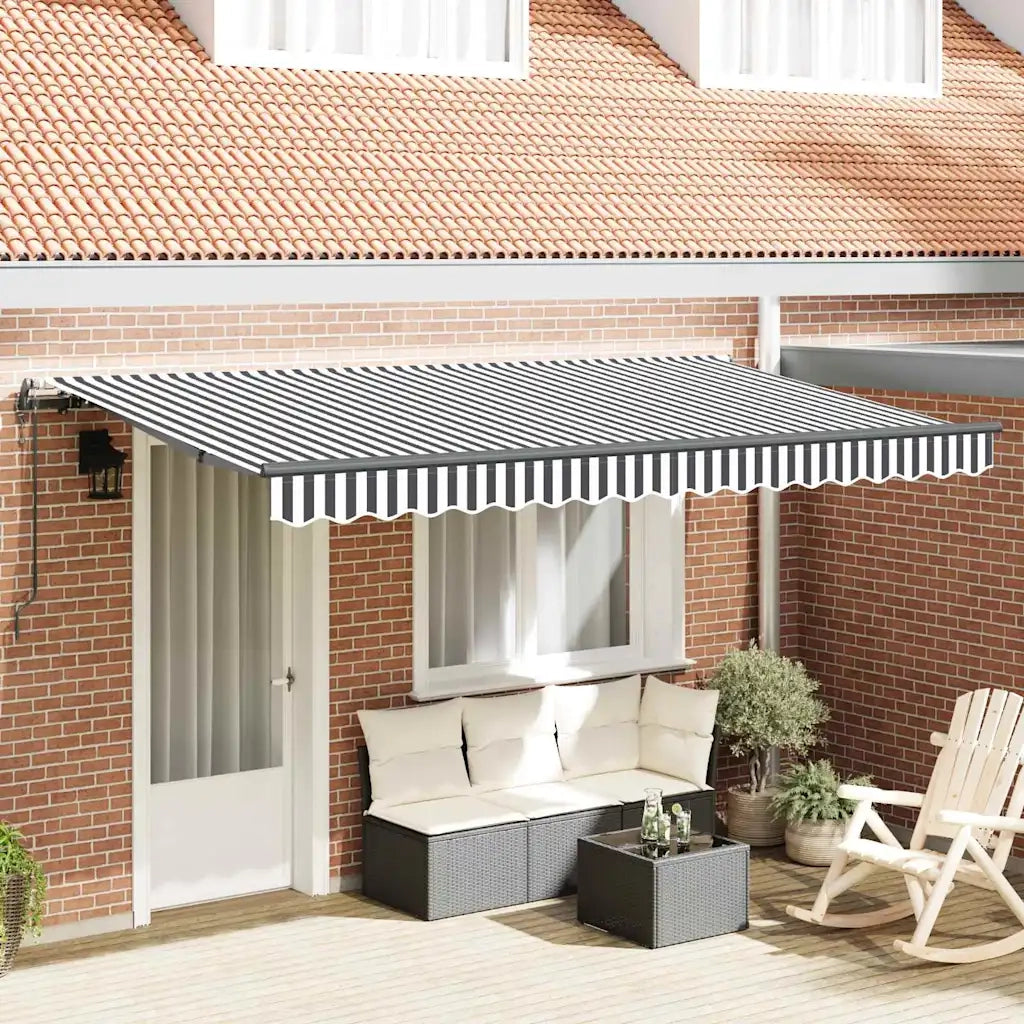 vidaXL Tenda Retrattile Antracite e Bianco 400 x 200 cm