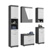 Set bagno SCOTT - Mobile sotto lavabo, colonna, 2 mezze colonne e specchio