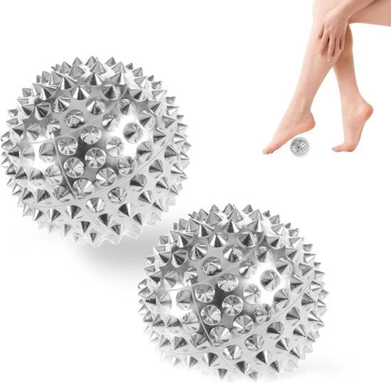 Set di palline di acupressione - palla di metallo con aghi metallici magnetici dura 32 mm - palline di acupressione metalliche - palline di acupressione magnetiche - massaggi e riduzione dello stress - 2 pezzi.