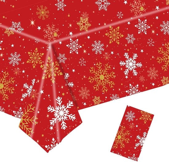 Tessuto a Maglia in Cotone Tavola di Natale con Disegno a Fiocchi di Neve Reclinabile Decorazione di Natale con Motivo Natalizio Sostenibile e di Stile