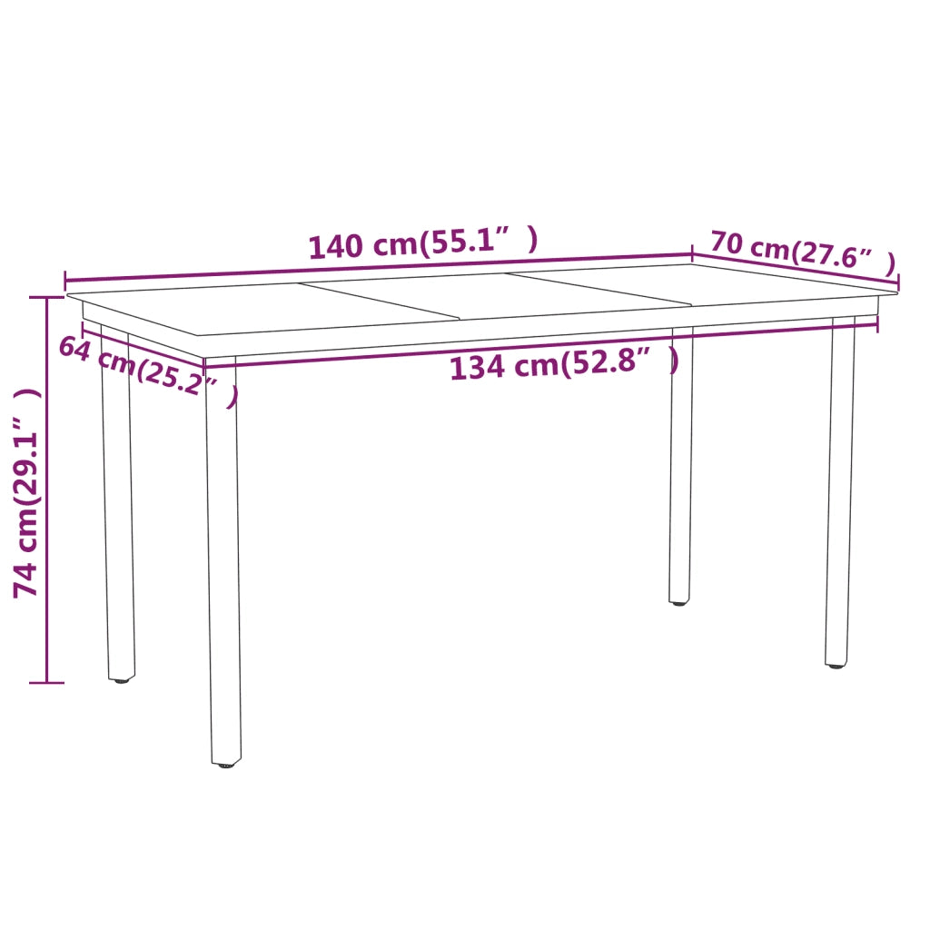 Set Mobili da Pranzo per Giardino 7 pz Nero cod mxl 35851