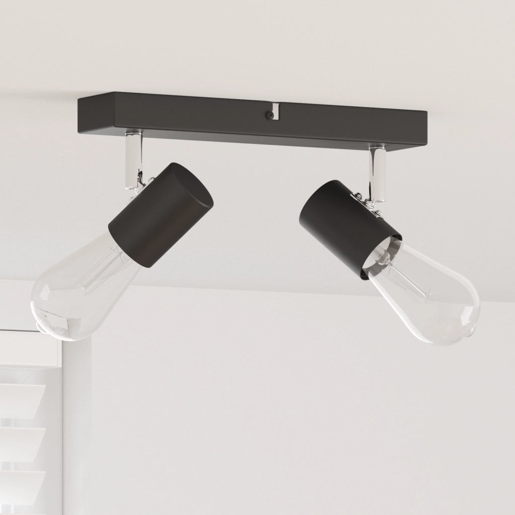 Faretto da soffitto 2 Vie Regolabili Nero E27