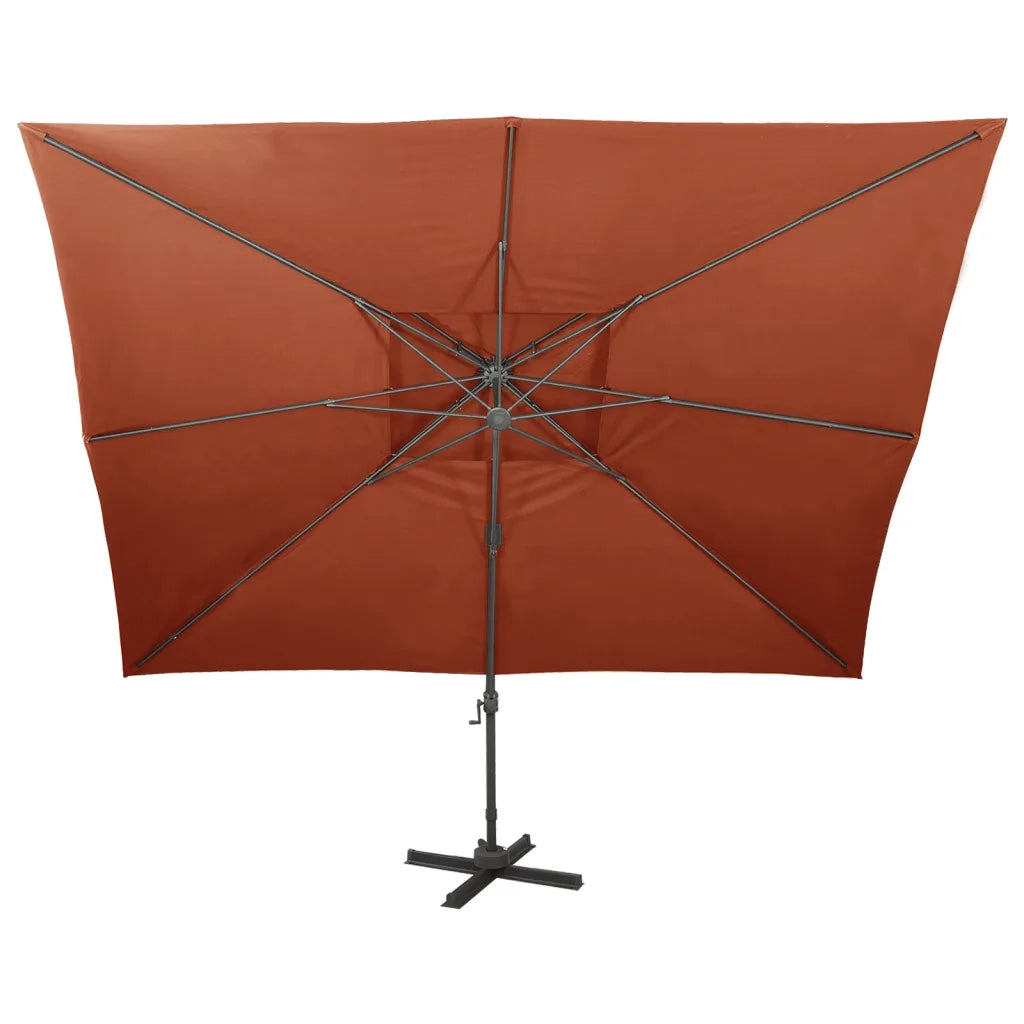 Ombrellone a Sbalzo con Doppia Copertura 400x300 cm Terracotta