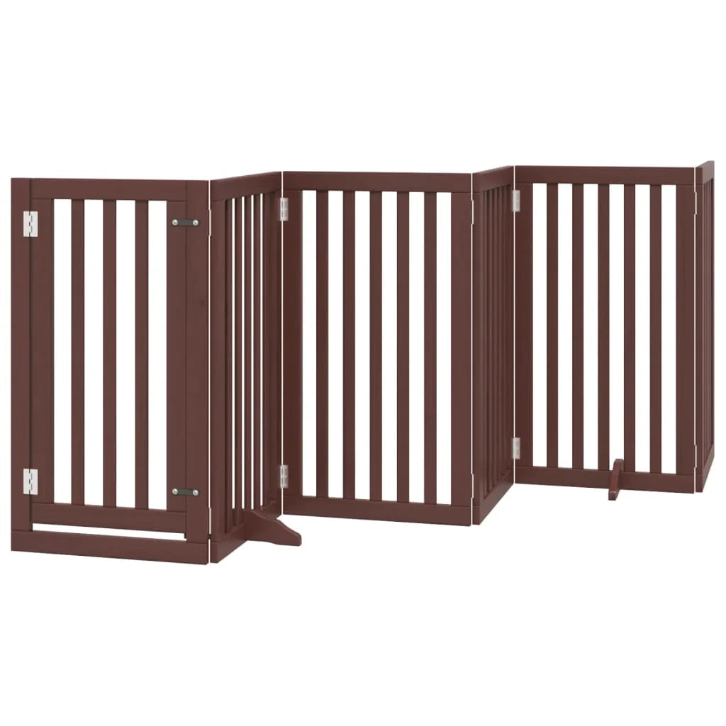 Cancelletto di sicurezza per animali domestici porta pieghevole 15 pannelli legno di pioppo marrone 02_0023210