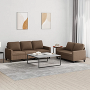 Set di Divani 2 pz con Cuscini Marrone in Tessuto 3201463