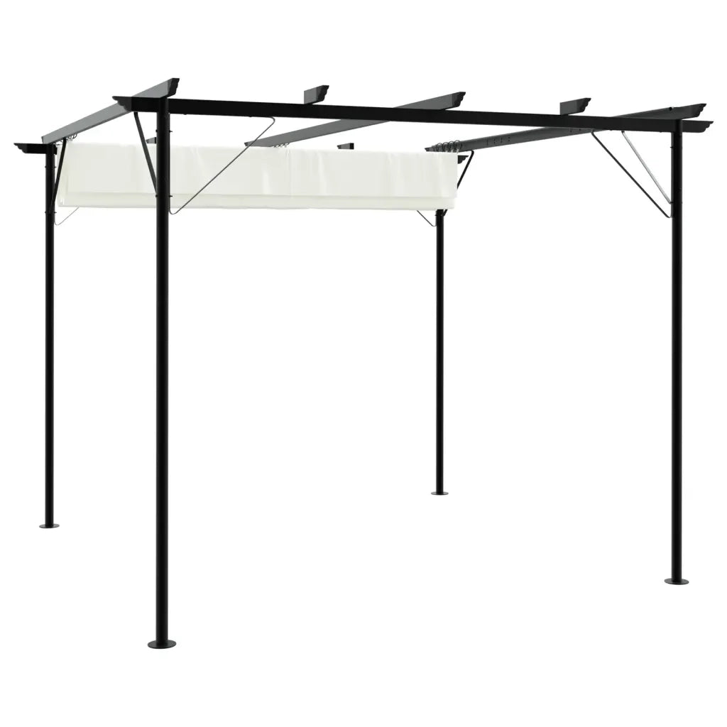 Pergola da Giardino Tetto Retrattile Bianco Crema 3x3 m Acciaio cod mxl 75606