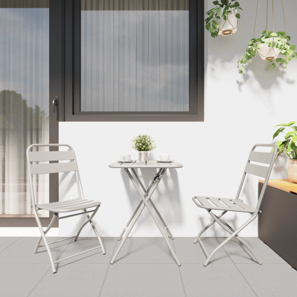 Set Bistro Pieghevole 3 Pezzi Beige in Acciaio