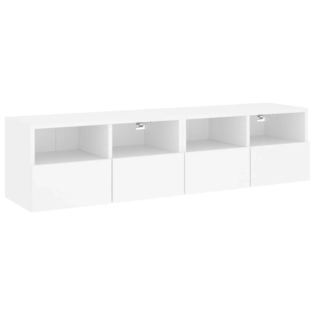 Mobile TV multimediale da parete mensola TV credenza TV per sala da pranzo soggiorno camera da letto 2 pezzi 60 x 30 x 30 cm legno ingegnerizzato bianco 02_0028924