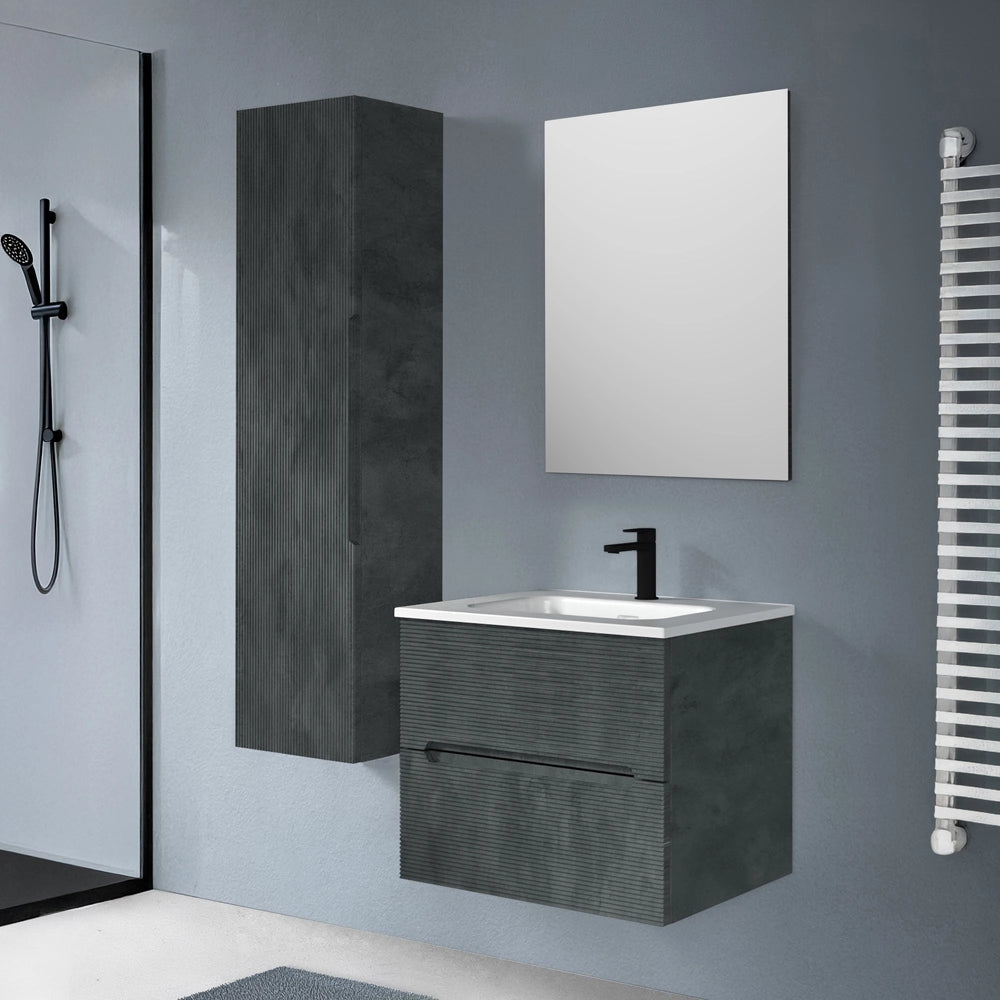 Mobile bagno sospeso 60 lava cannettato 2 cassetti lavabo e specchio Rigo