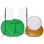 Kit per studio fotografico con illuminazione schermo di sfondo e riflettore nero 02_0042496