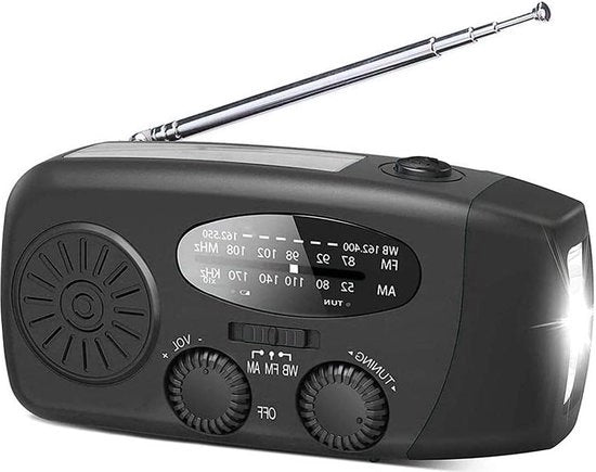 Radio di emergenza radio di allarme con funzione di caricamento cellulare lampada da tasca LED batteria da 1000 mAh generatore dinamo lampada da tasca SOS caricatore USB