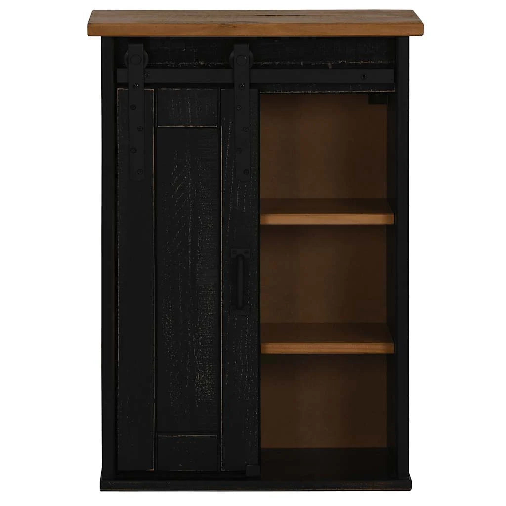 Armadio a muro HALDEN con anta scorrevole 49 x 22,5 x 70 cm design moderno salvaspazio legno di pino nero 02_0057829
