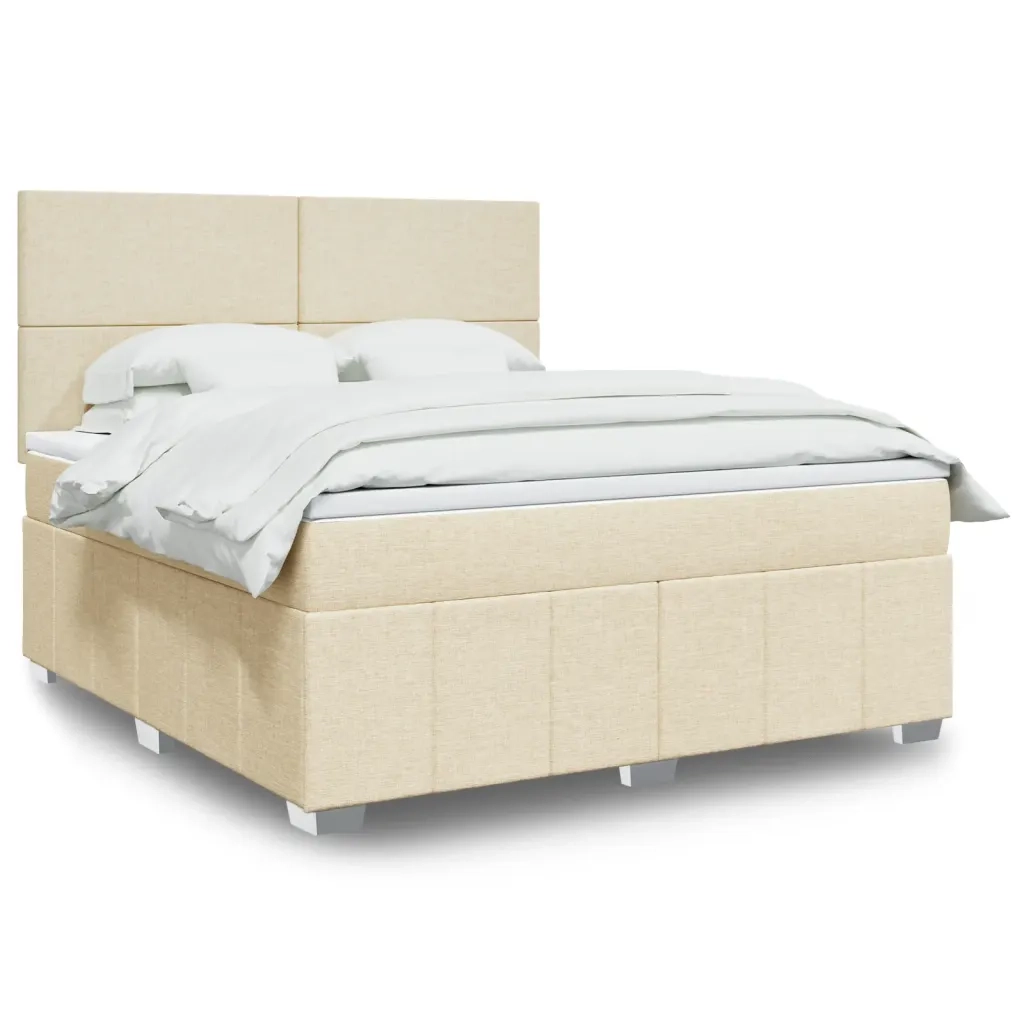 vidaXL Giroletto a Molle con Materasso Crema 180x200 cm in Tessuto