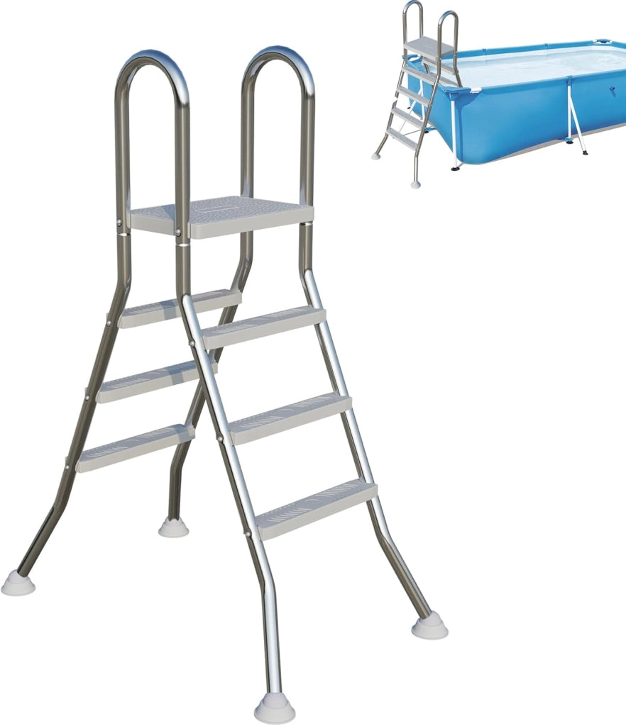 Scala per piscina in acciaio inox, 3 livelli, altezza 120 cm, scala di sicurezza per piscina con pedali e piedi antiscivolo