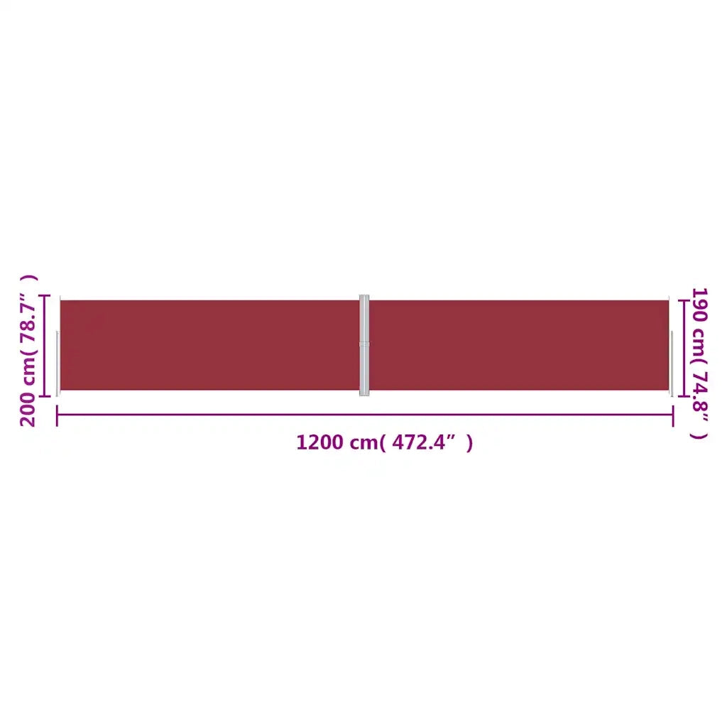 Tenda da Sole Laterale Retrattile Rossa 200x1200 cm 318083