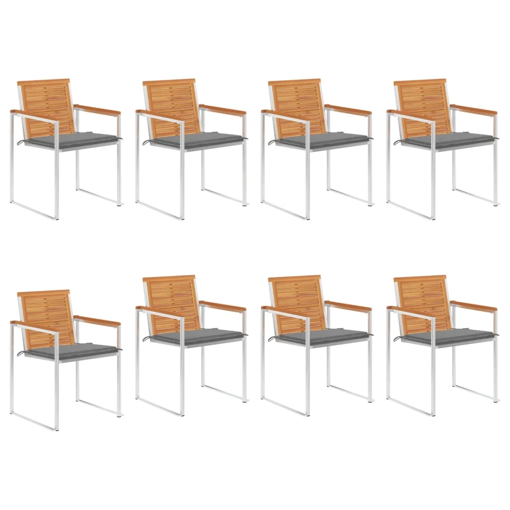 Sedie da Giardino con Cuscini 8 pz in Legno Massello di Acacia cod mxl 72263