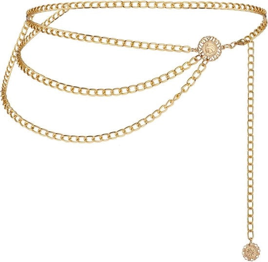 Accessorio per abbellimenti per donne, catena multistrato per donna, regolabile per Natale, Carnevale e altro - Accessorio per gioielli per jeans e abiti da donna - Unico modello