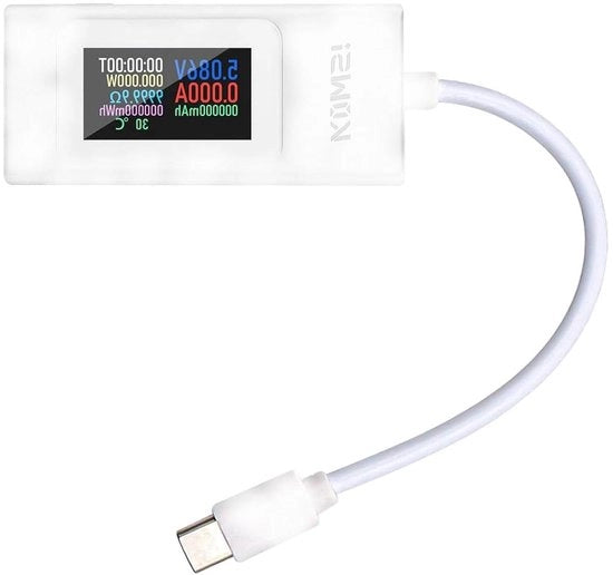 Multimetro USB C con display LCD - 4-30 V 0-65 A tester di tensione e corrente con display LCD - bianco