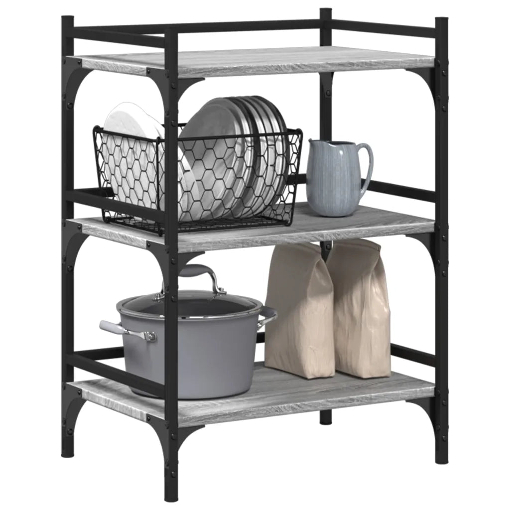 Carrello da Cucina-Scaffale per Cucina Grigio Sonoma 50x35x75,5cm Legno Multistrato