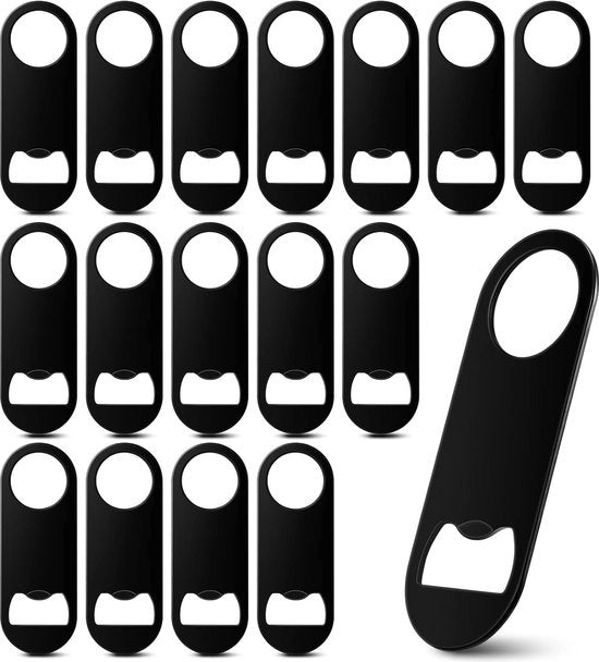 18 pezzi di apribottiglia in acciaio inossidabile, apribottiglia per birra, nero, apribottiglia, barista, apribottiglia, attrezzo per uomini e donne, cucina, bar, ristorante, festa, 8 cm