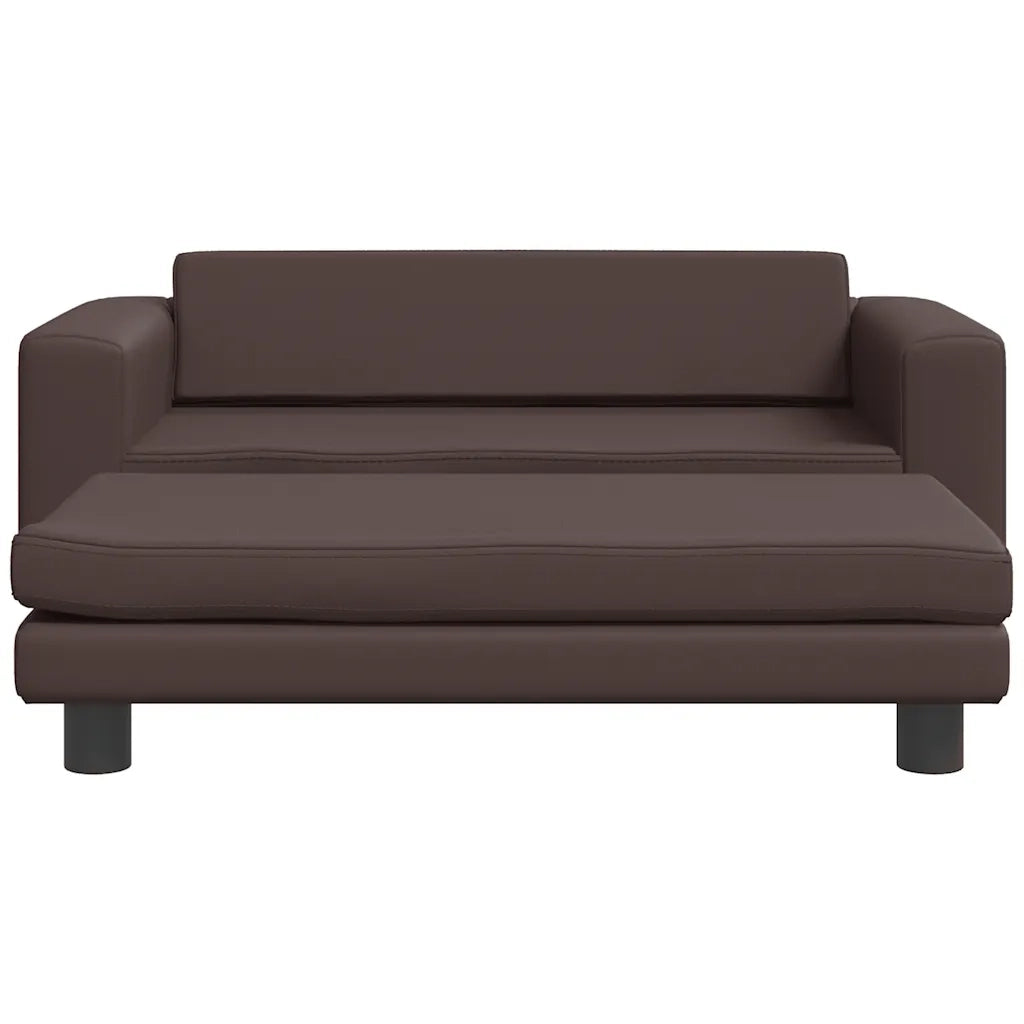 Divano Bambini con Poggiapiedi Marrone 100x50x30 cm Similpellecod mxl 69843