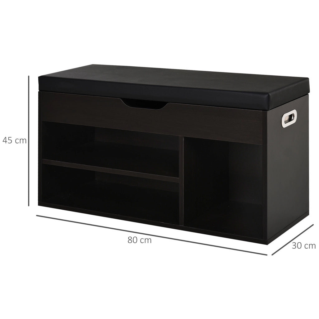 Scarpiera Imbottita Salvaspazio con Seduta ¨C zephmum ¨C Nero 80x30x43