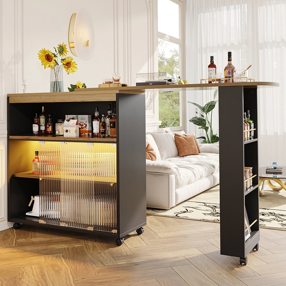 Buffet bar estensibile con LED - Xylo - Nera