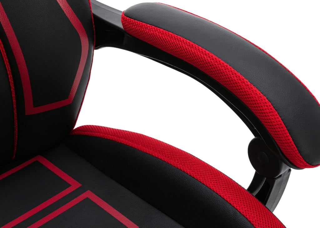 Sedia da ufficio Clovis in similpelle nero/rosso