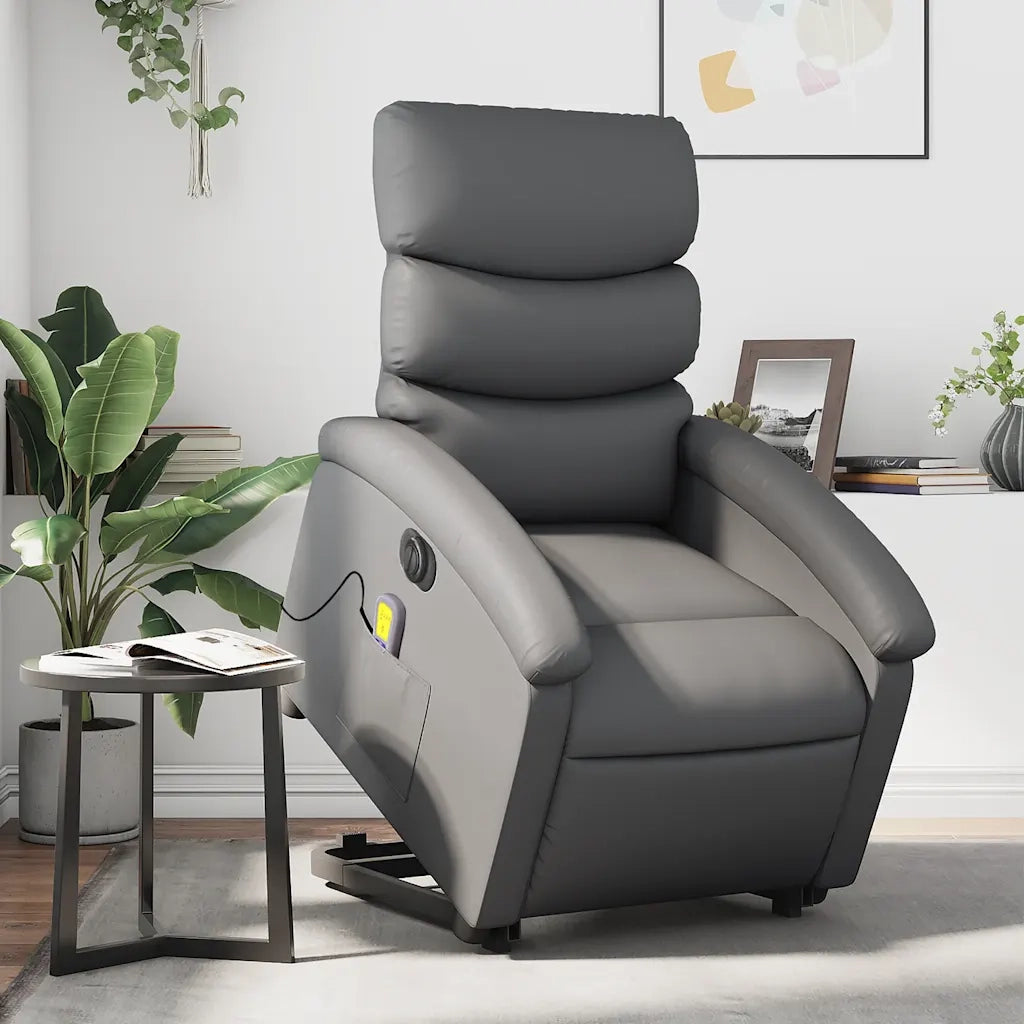 Poltrona Alzapersona Elettrica Reclinabile Grigio in Similpelle 3204064