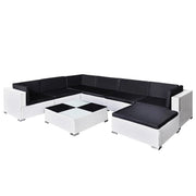 Set di mobili da giardino mobili da esterno 8 pezzi con cuscini resina intrecciata bianca 02_0017670