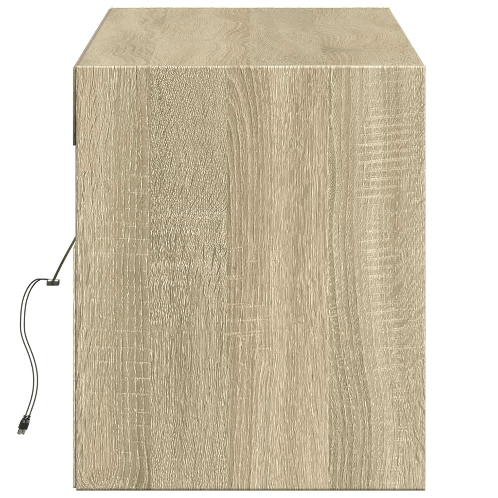Mobile TV multimediale scaffale TV credenza mobile TV sala da pranzo soggiorno camera da letto a parete con luci LED rovere Sonoma 140 x 31 x 38 cm marrone 02_0028009