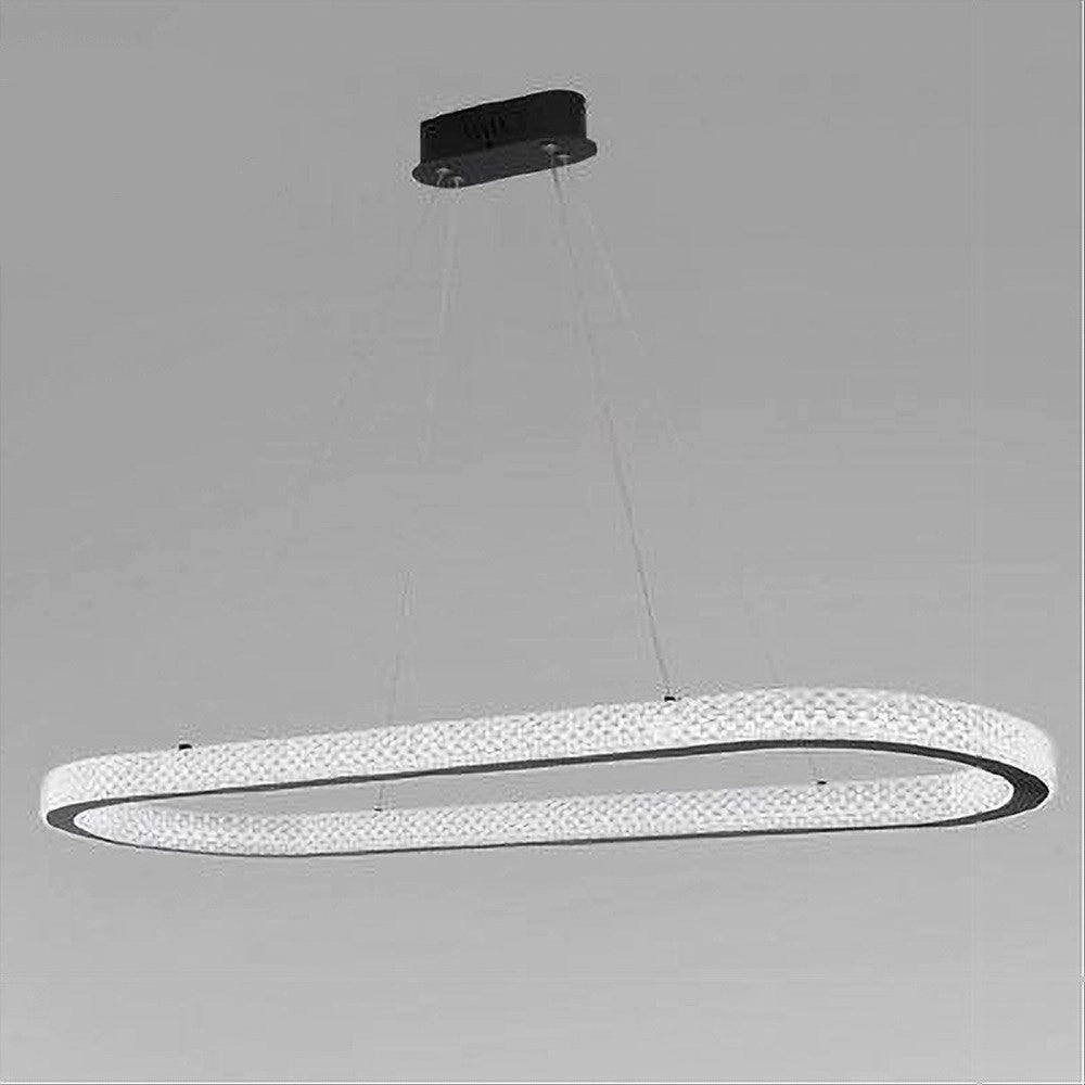 Trade Shop - Lampadario A Sospensione Led 82 W Ovale Lampada Orizzontale Cristallo Nero 31982 -