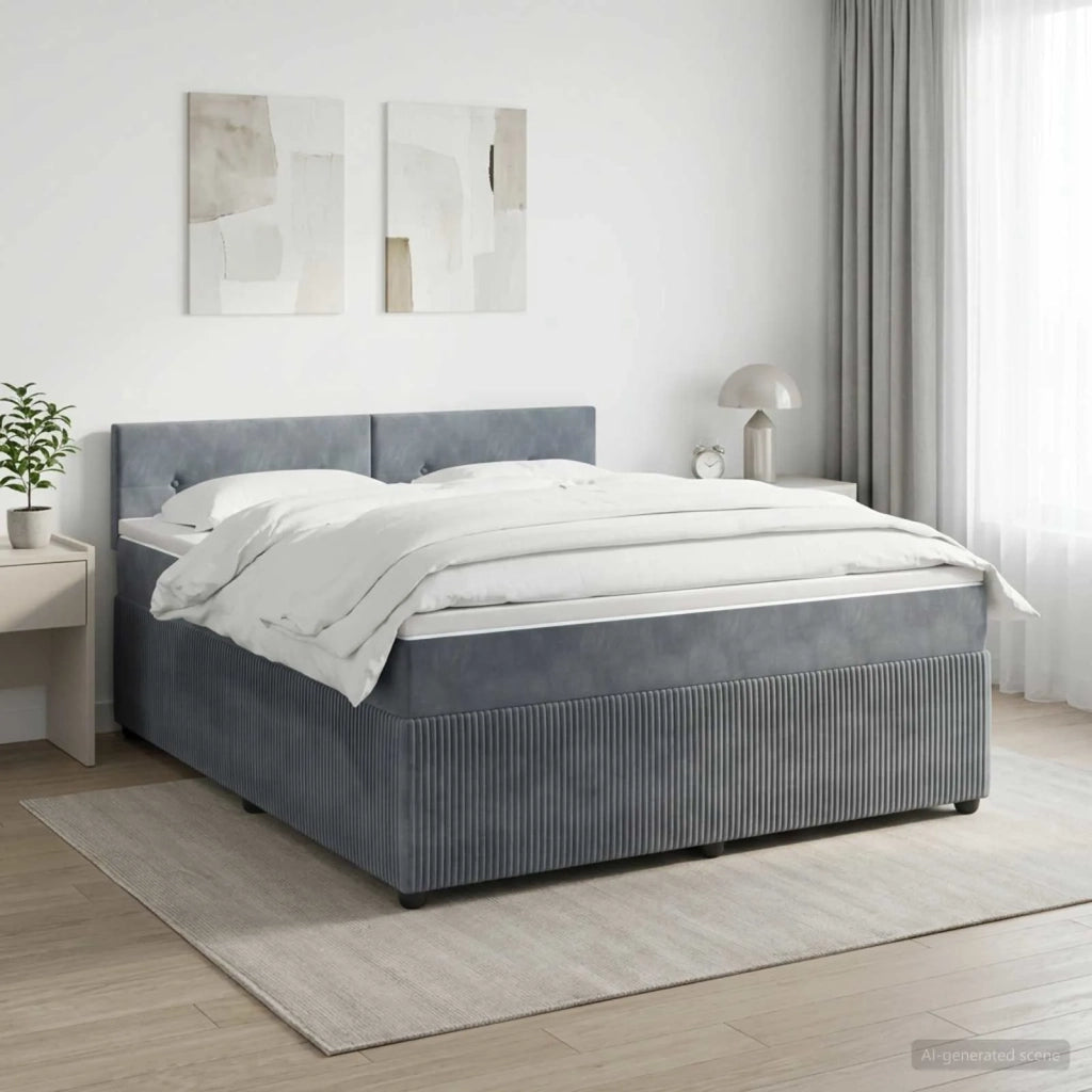 Letto box spring con materasso Grigio Scuro 140 x 190 cm 3453138