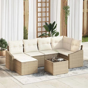 Set di divani con cuscino 7 pcs Beige polyrattan