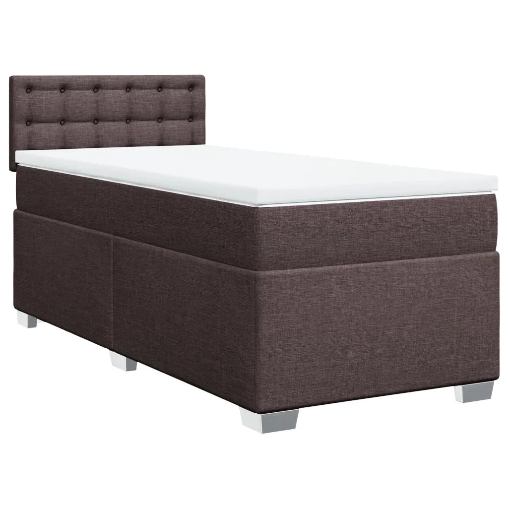 vidaXL Giroletto a Molle con Materasso Marrone Scuro 90x200 cm Tessuto